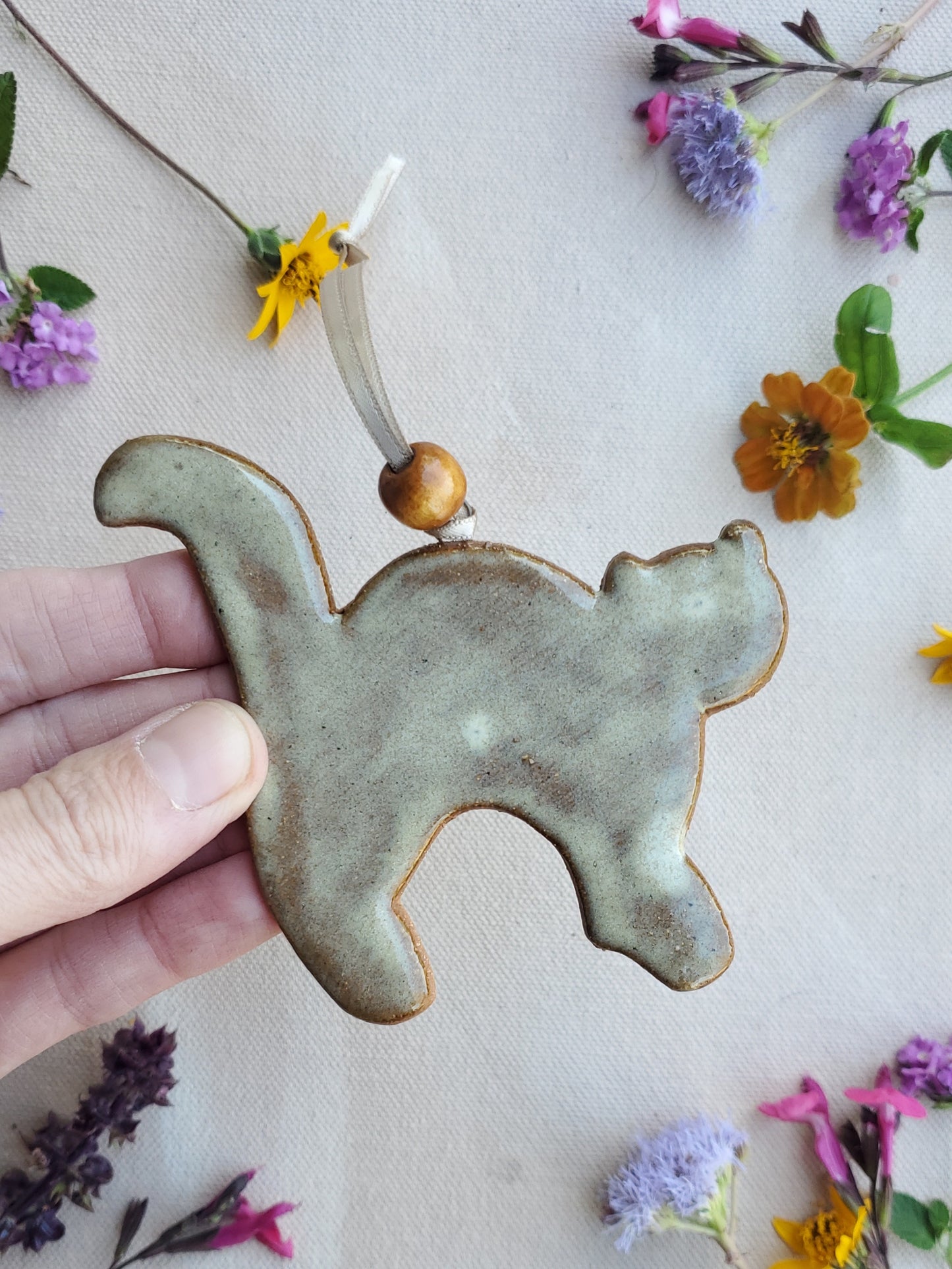 Cat Ornament in Birch