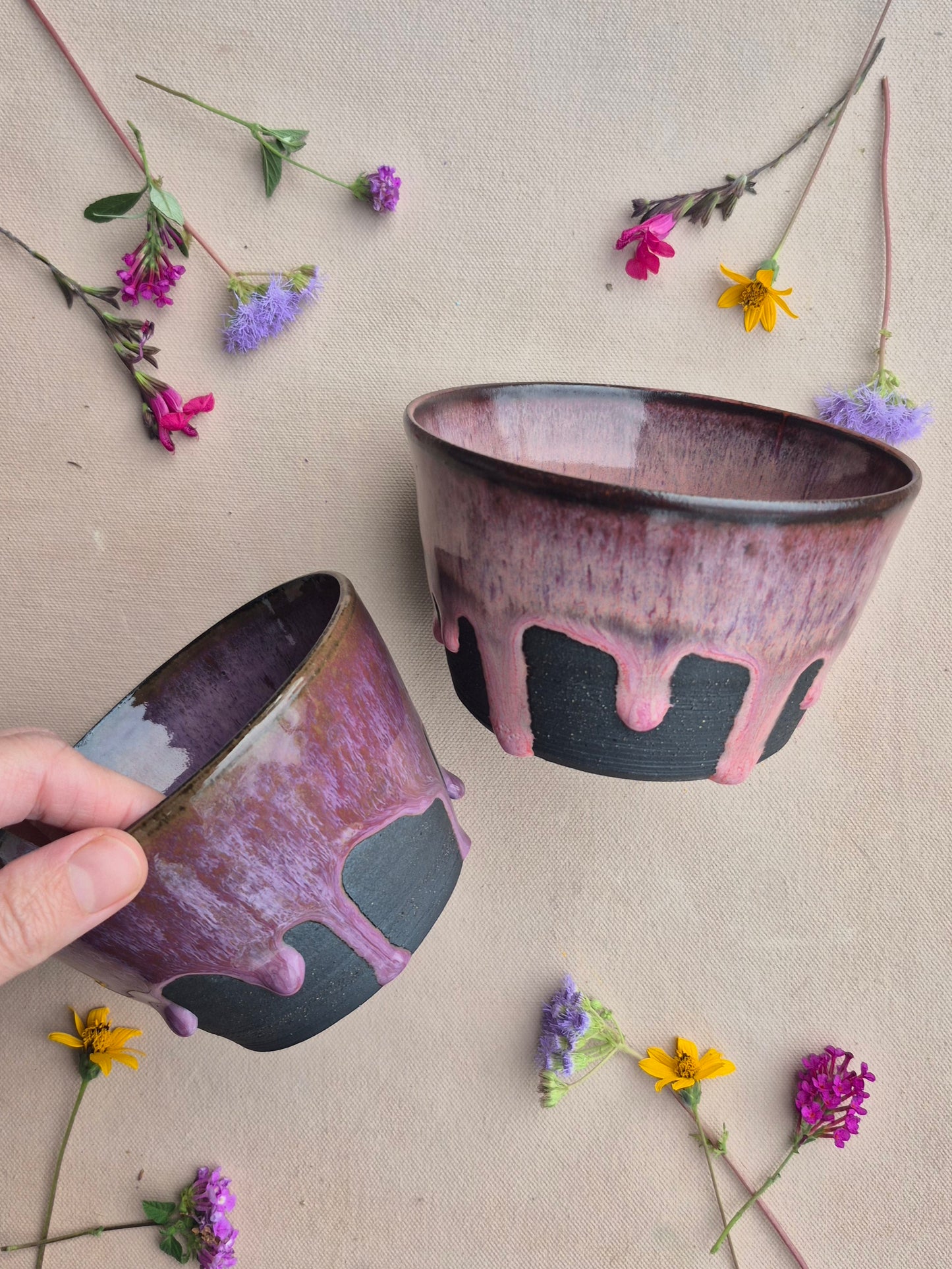 Black Clay Bowl in Burgundy