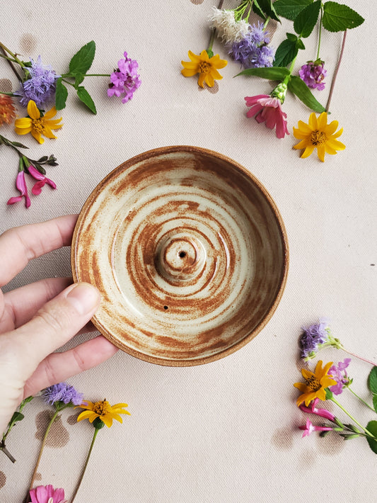 Incense Dish In Creamy Shino