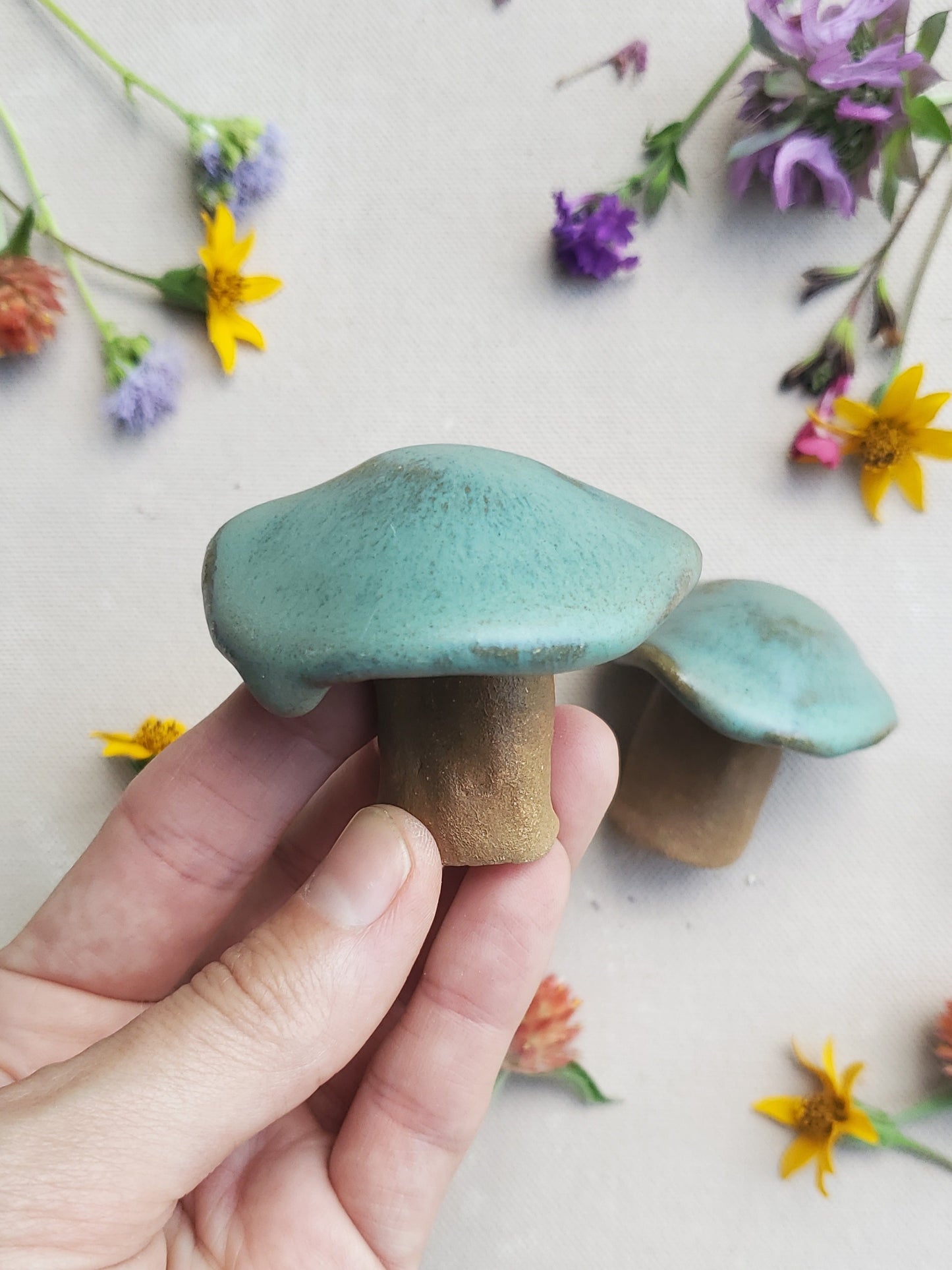 Mushroom Buddies in Green Stone