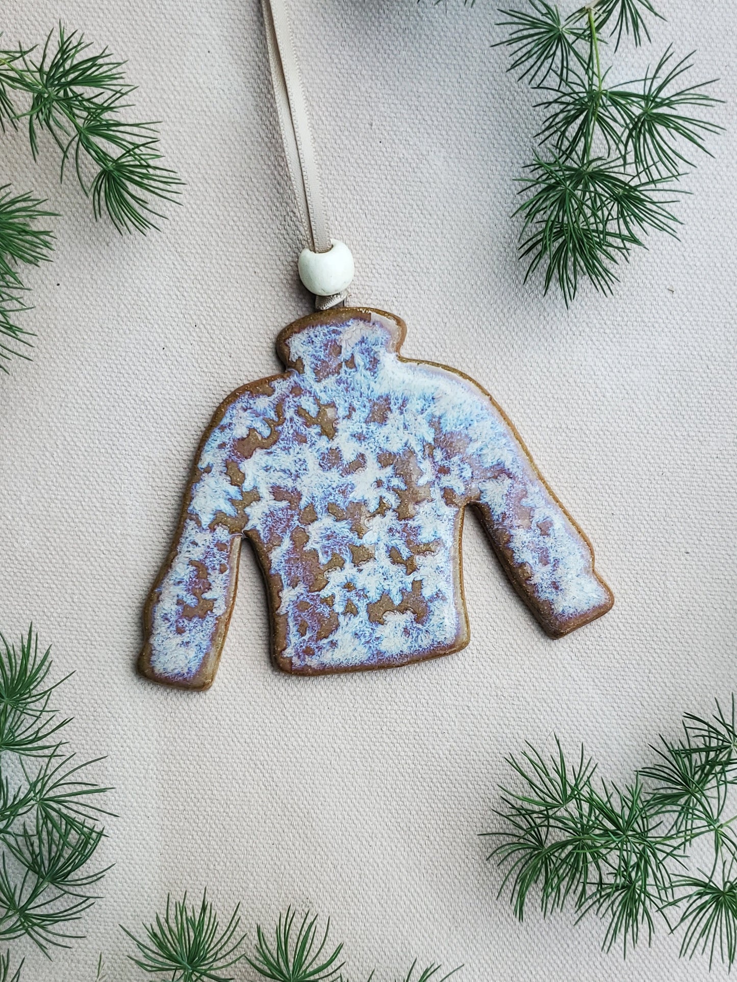 Sweater Ornament in Pearl White