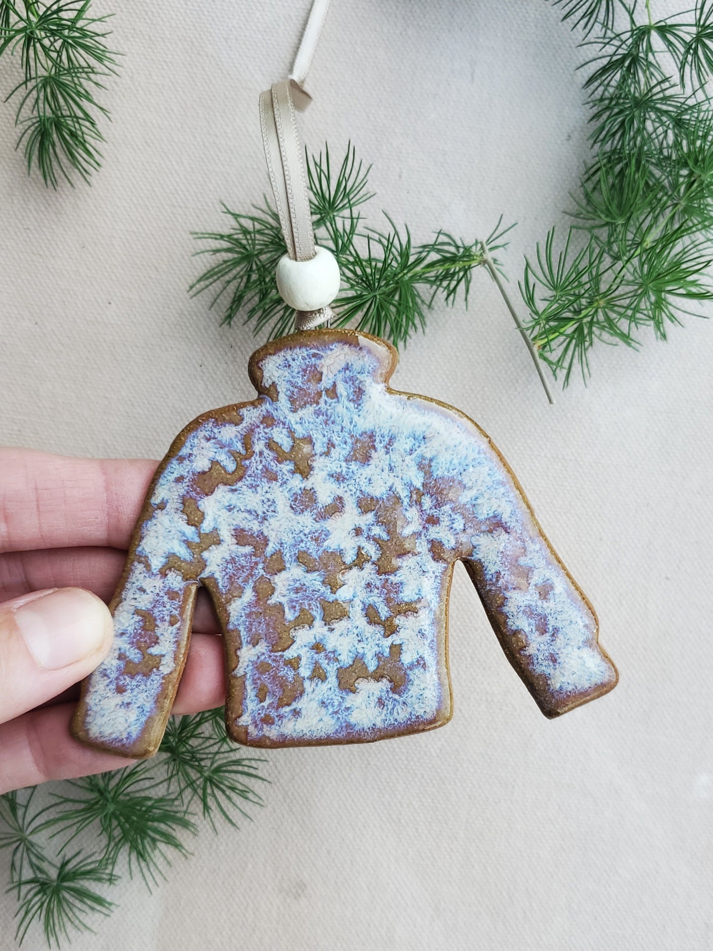 Sweater Ornament in Pearl White