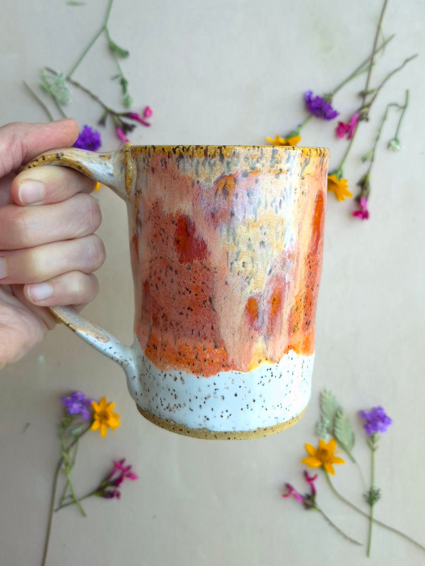 Speckled Tall Mug in Papaya Sunset