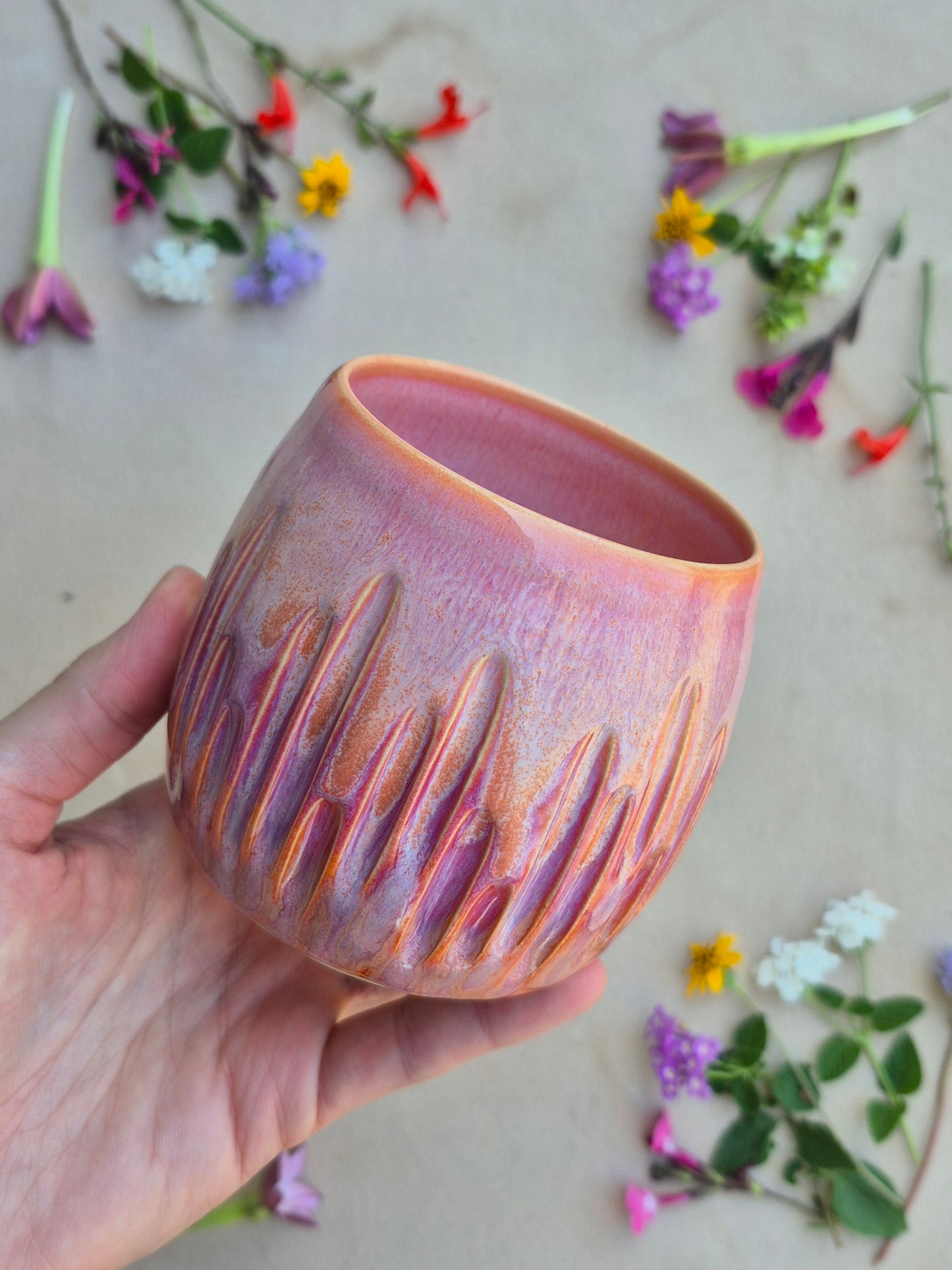 Carved Tumbler in Sunrise Papaya