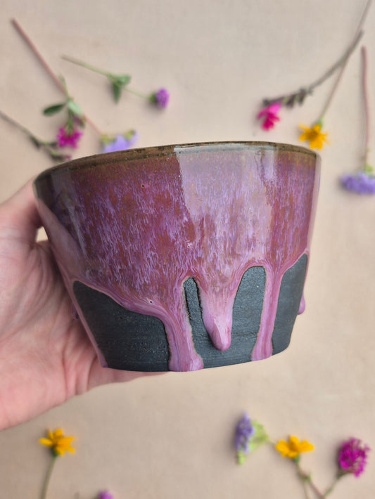 Black Clay Bowl in Burgundy