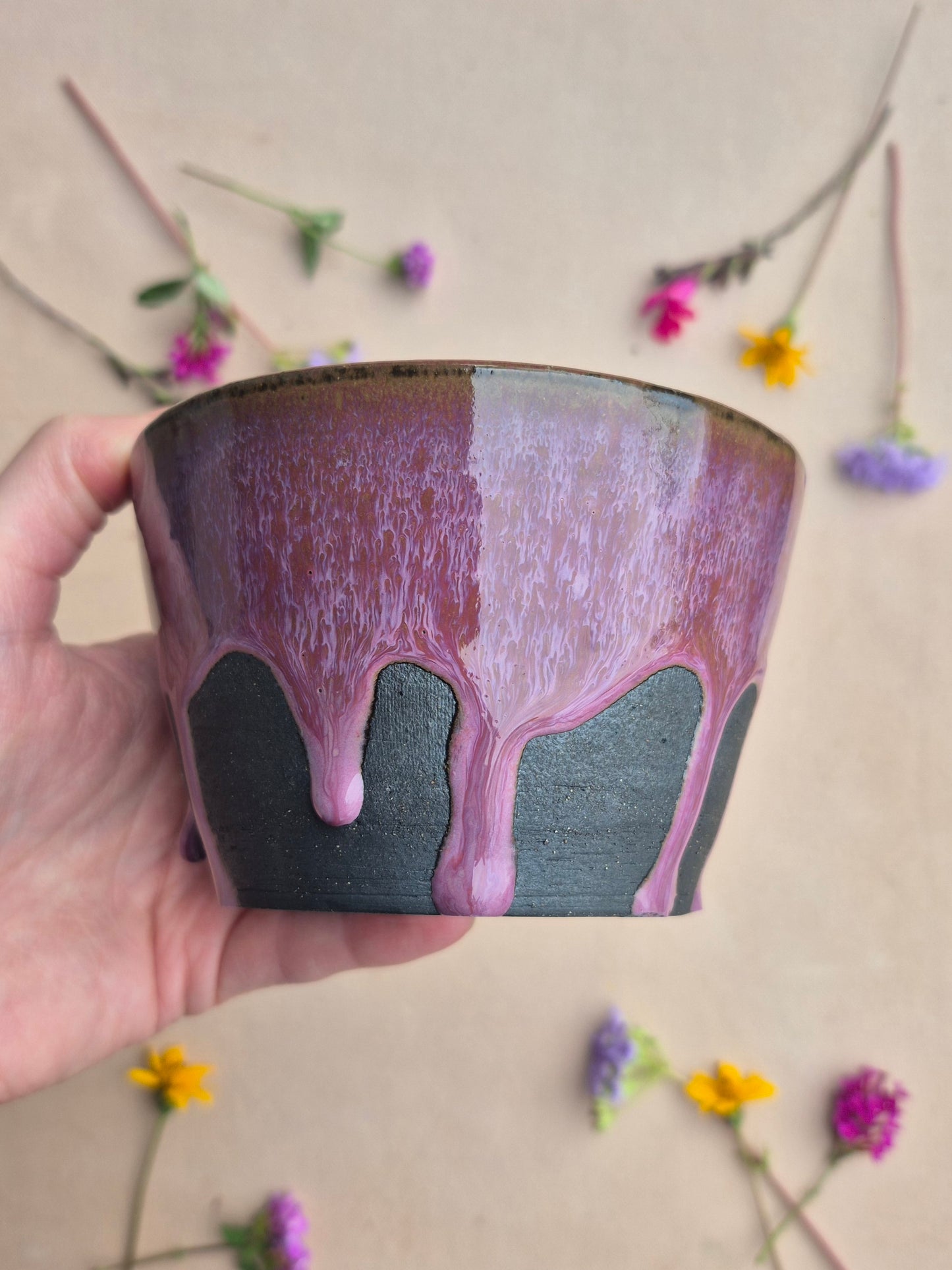 Black Clay Bowl in Burgundy