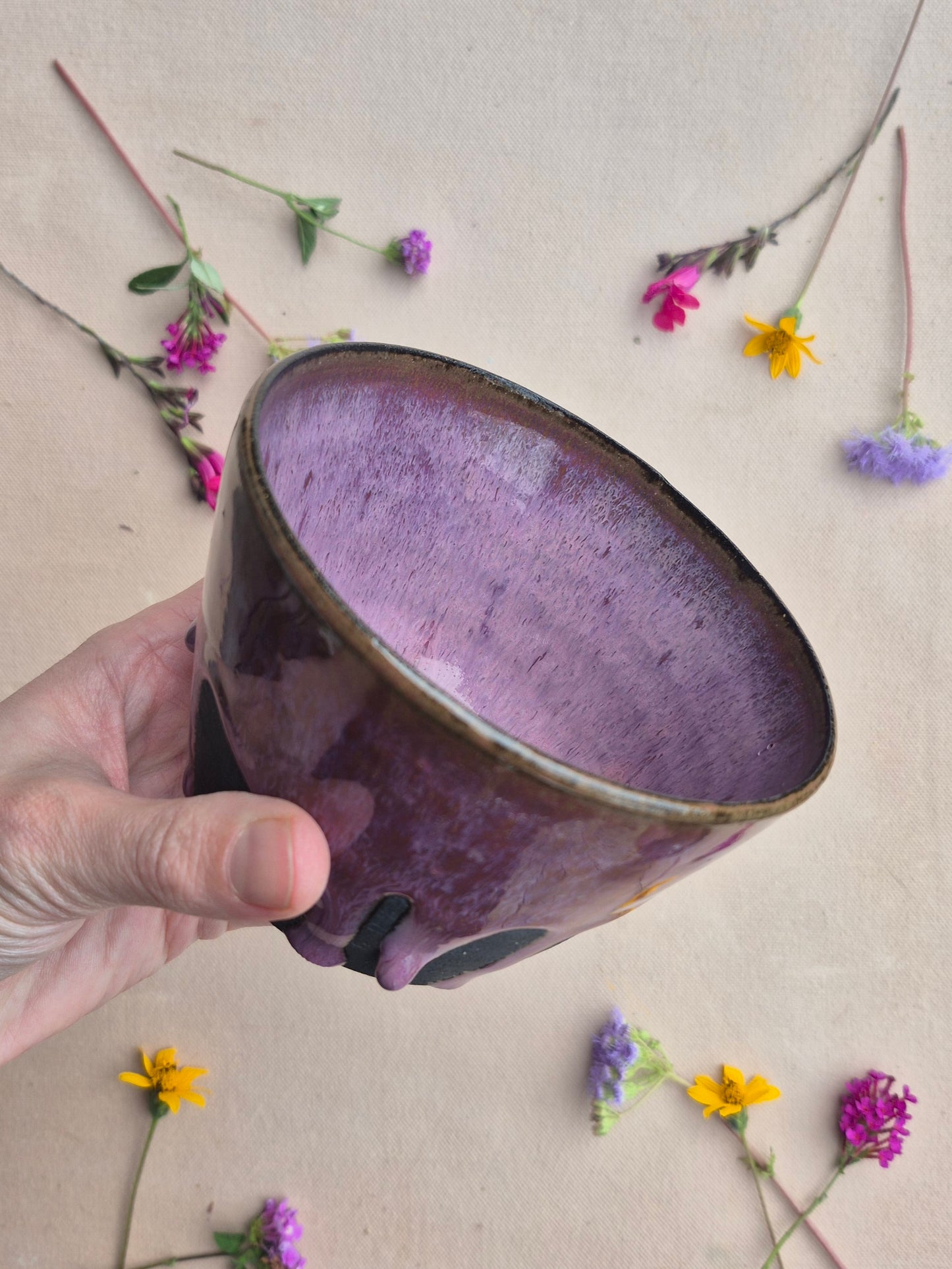 Black Clay Bowl in Burgundy