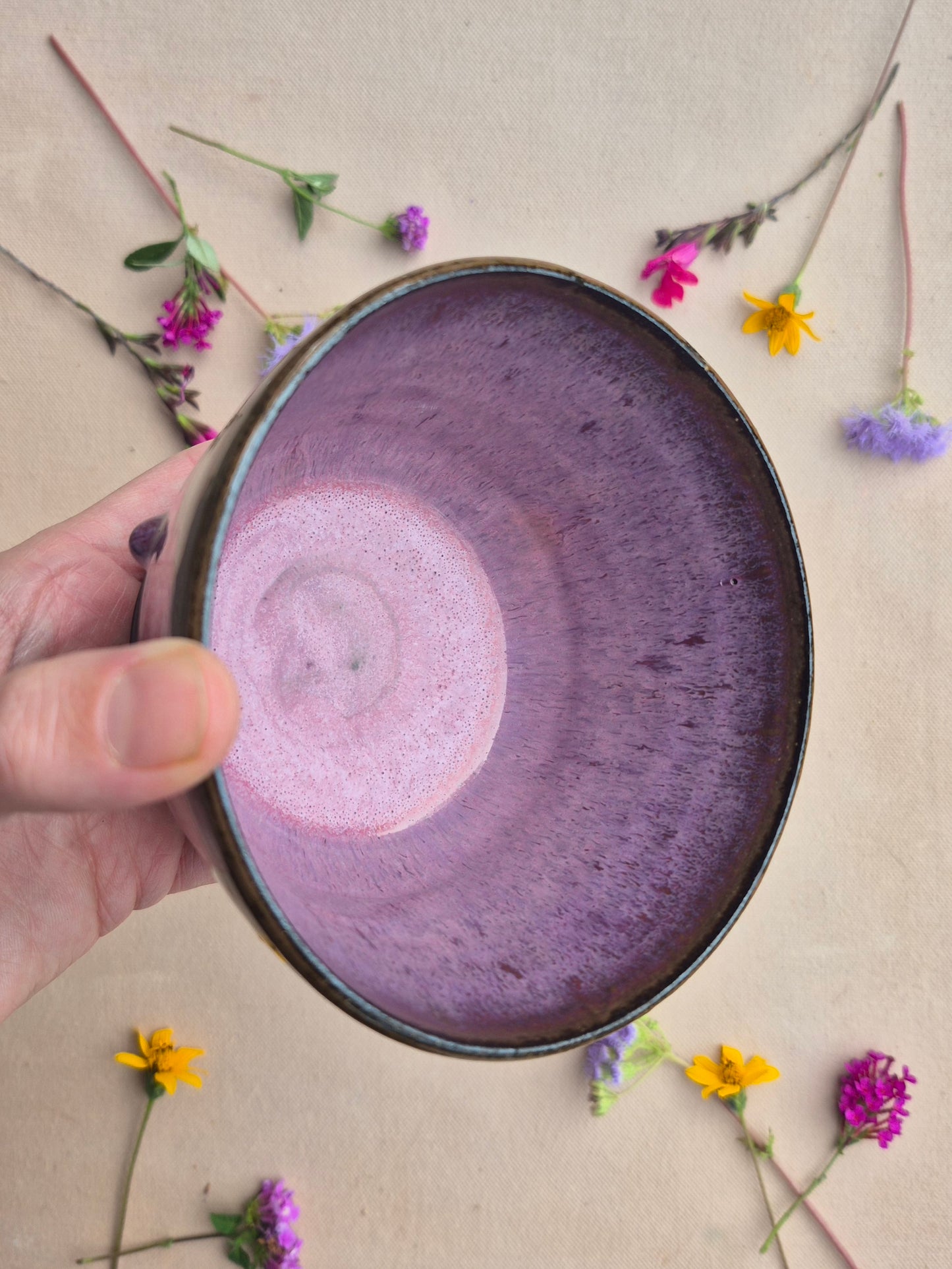 Black Clay Bowl in Burgundy