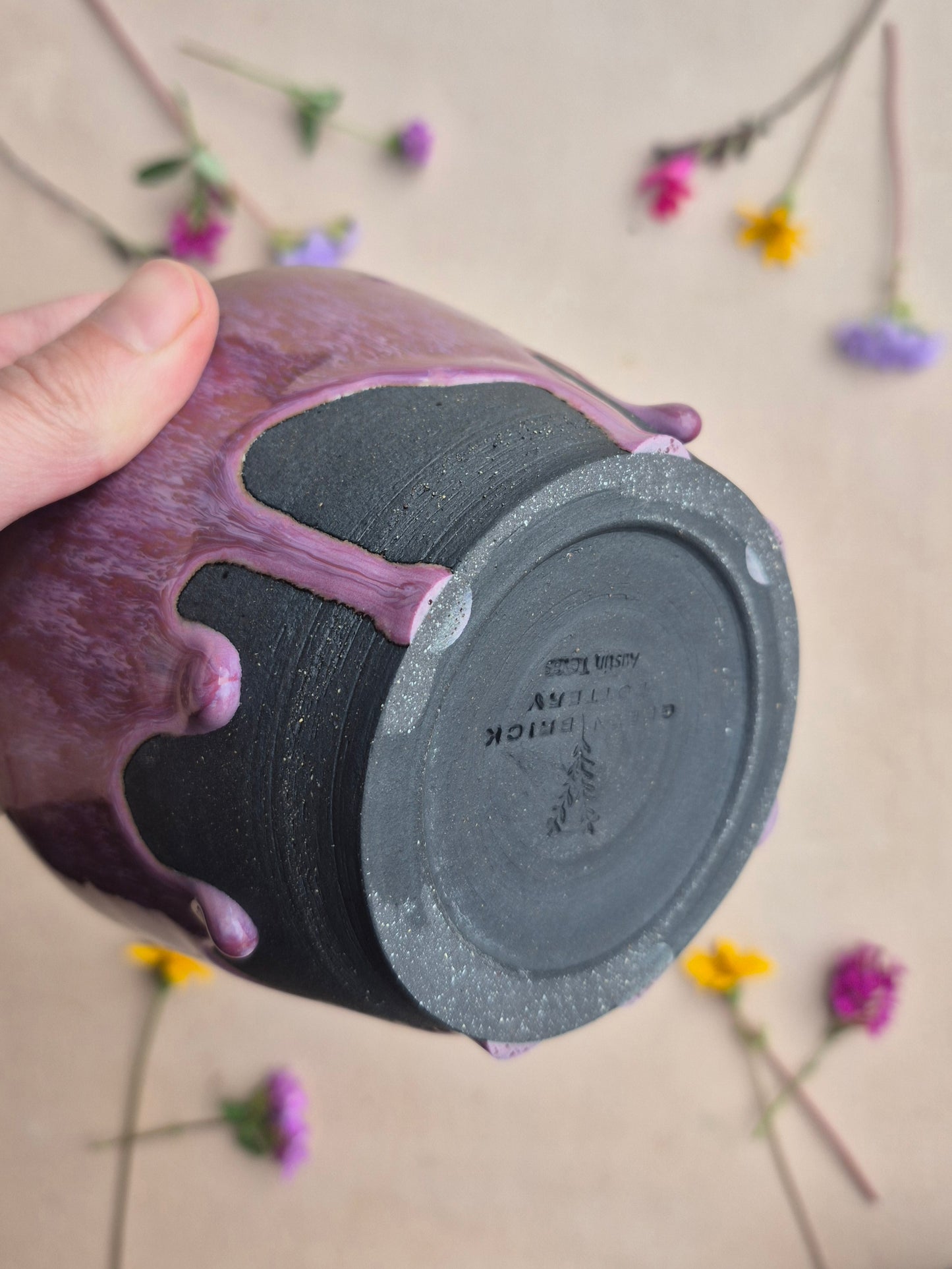 Black Clay Bowl in Burgundy