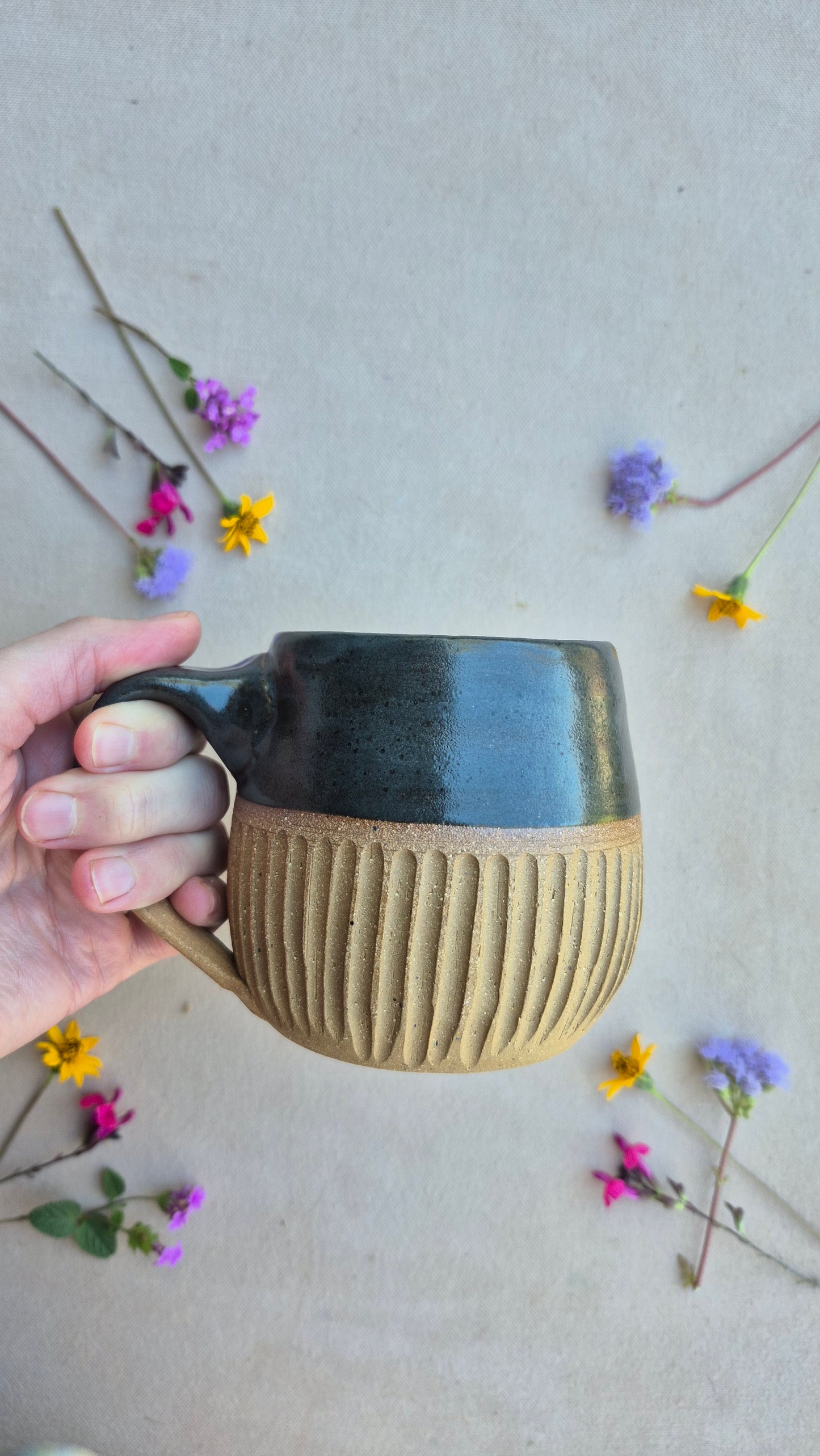 Carved Mug in Charcoal