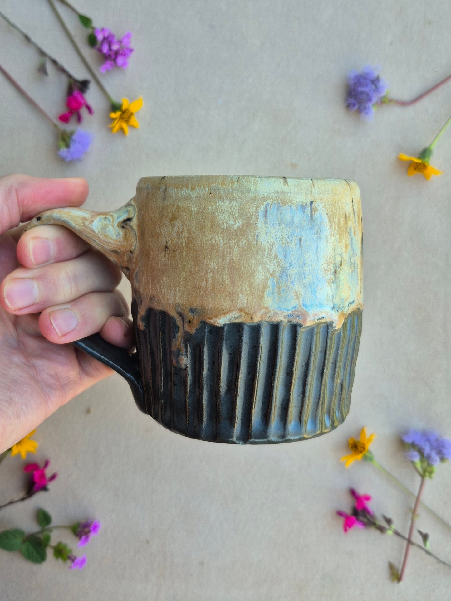 Carved Mug in Charcoal Sandstone