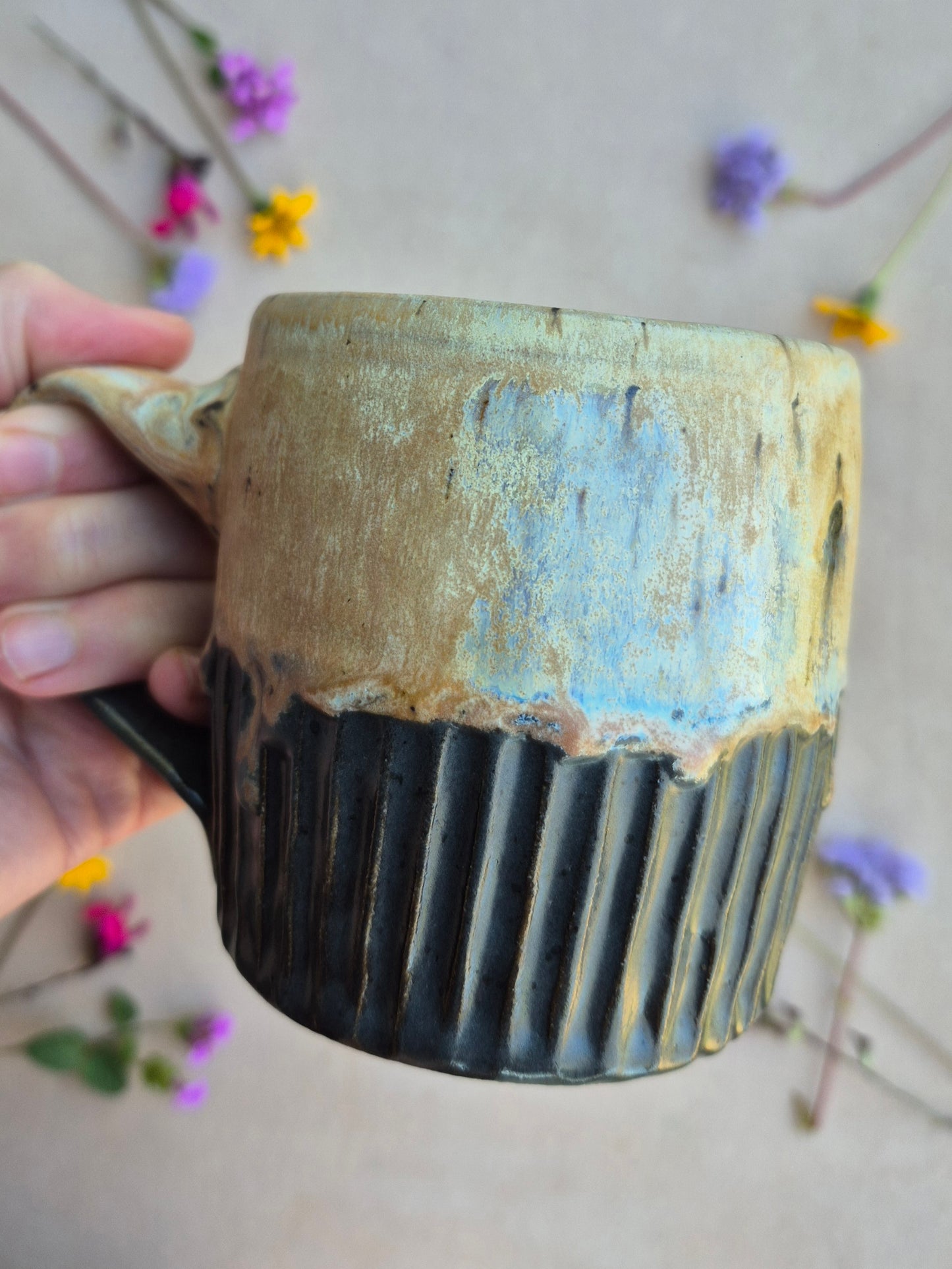 Carved Mug in Charcoal Sandstone