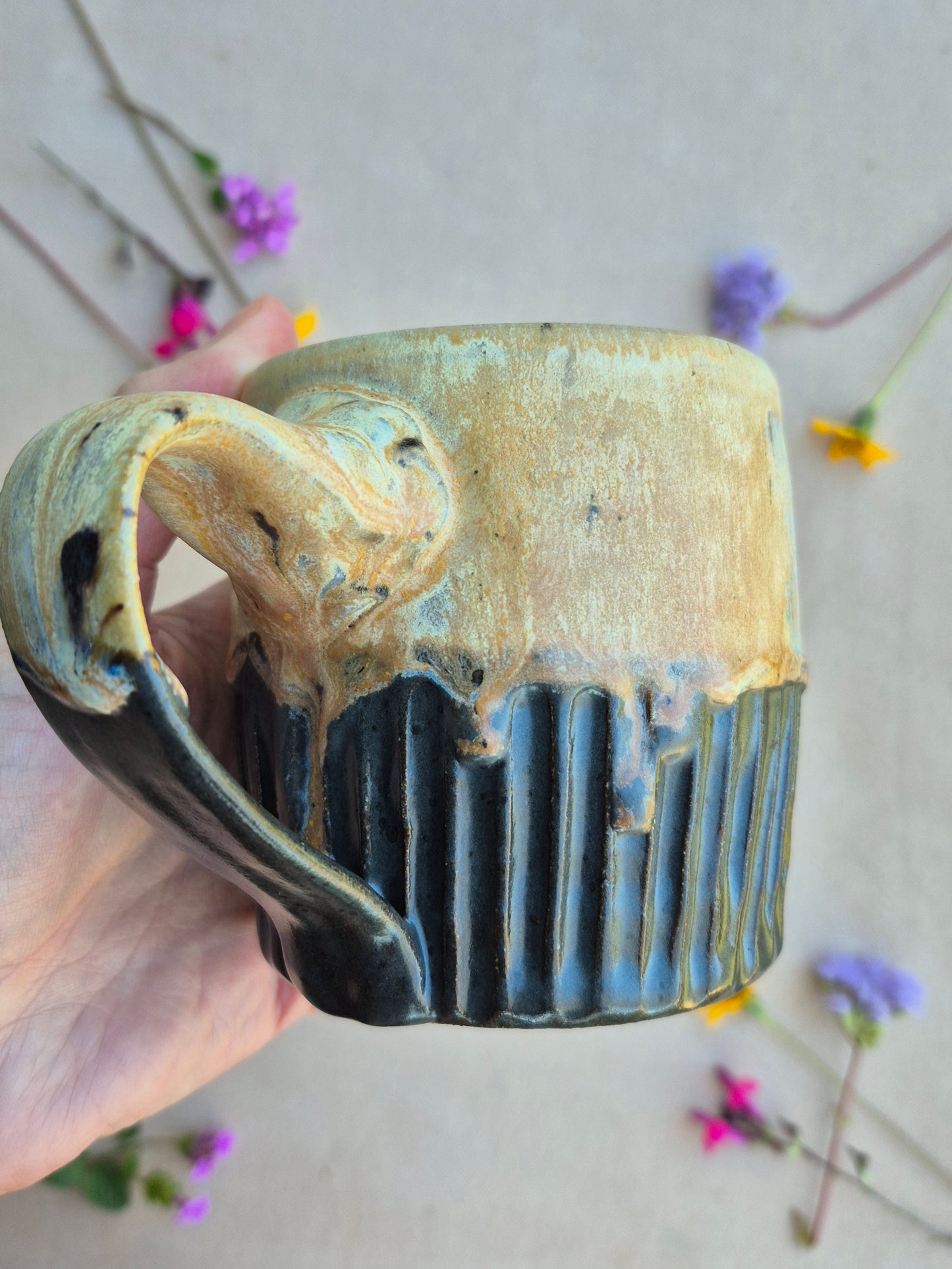 Carved Mug in Charcoal Sandstone