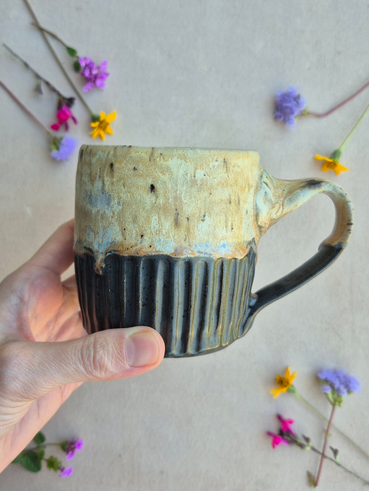 Carved Mug in Charcoal Sandstone
