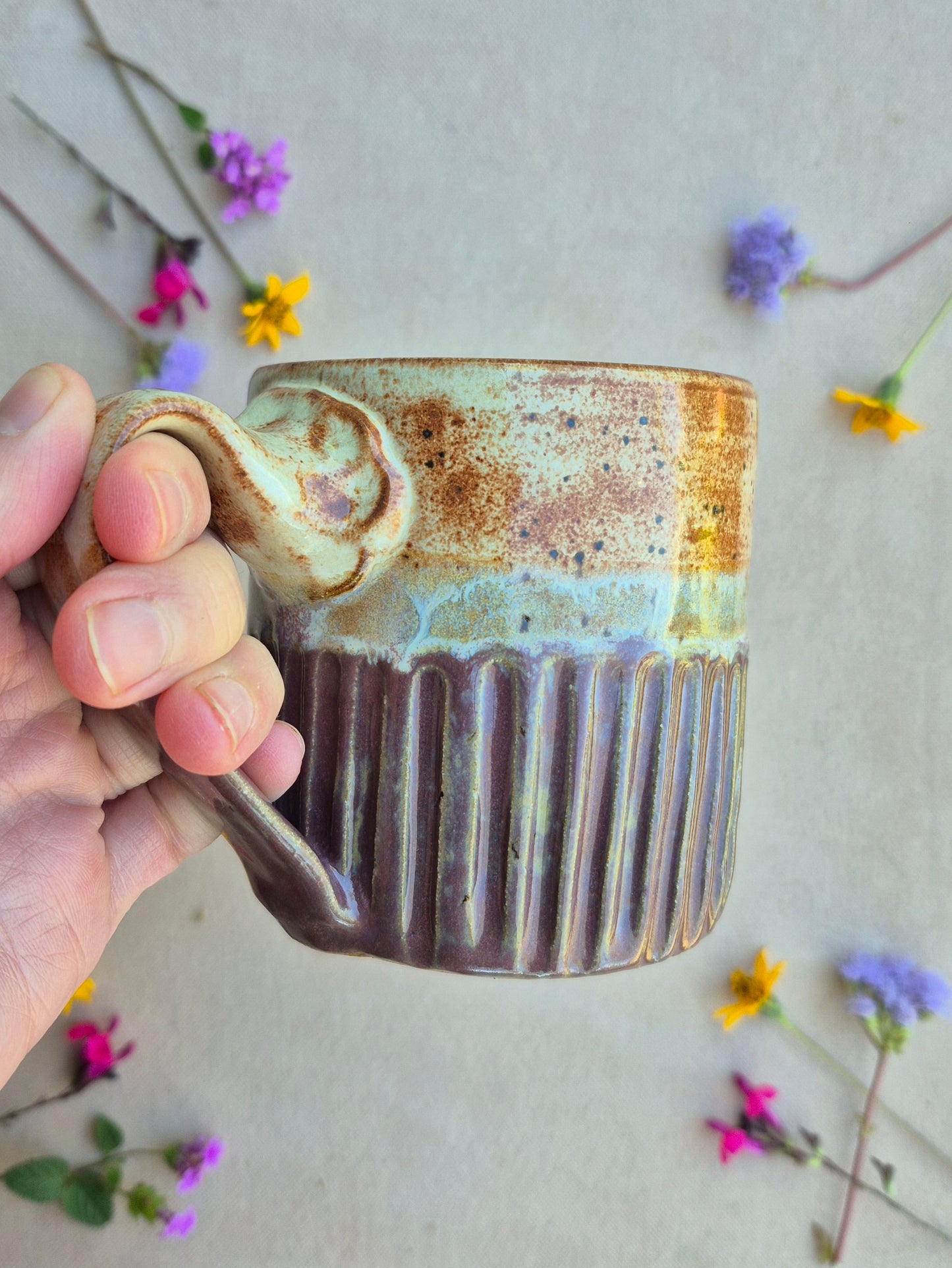 Carved Mug in Plum Shino