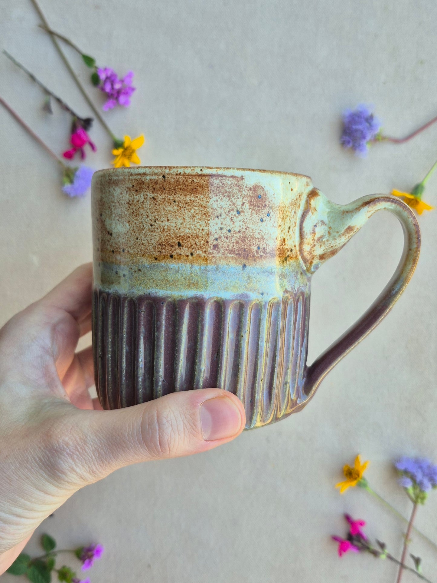 Carved Mug in Plum Shino