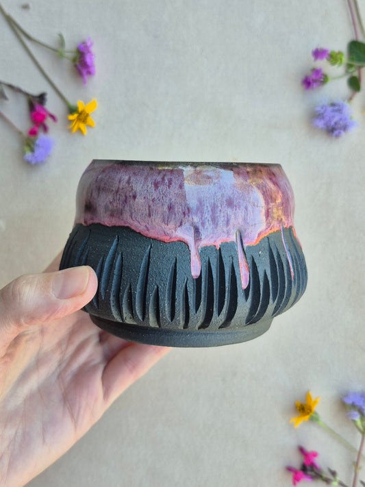 Carved Bowl in Burgundy