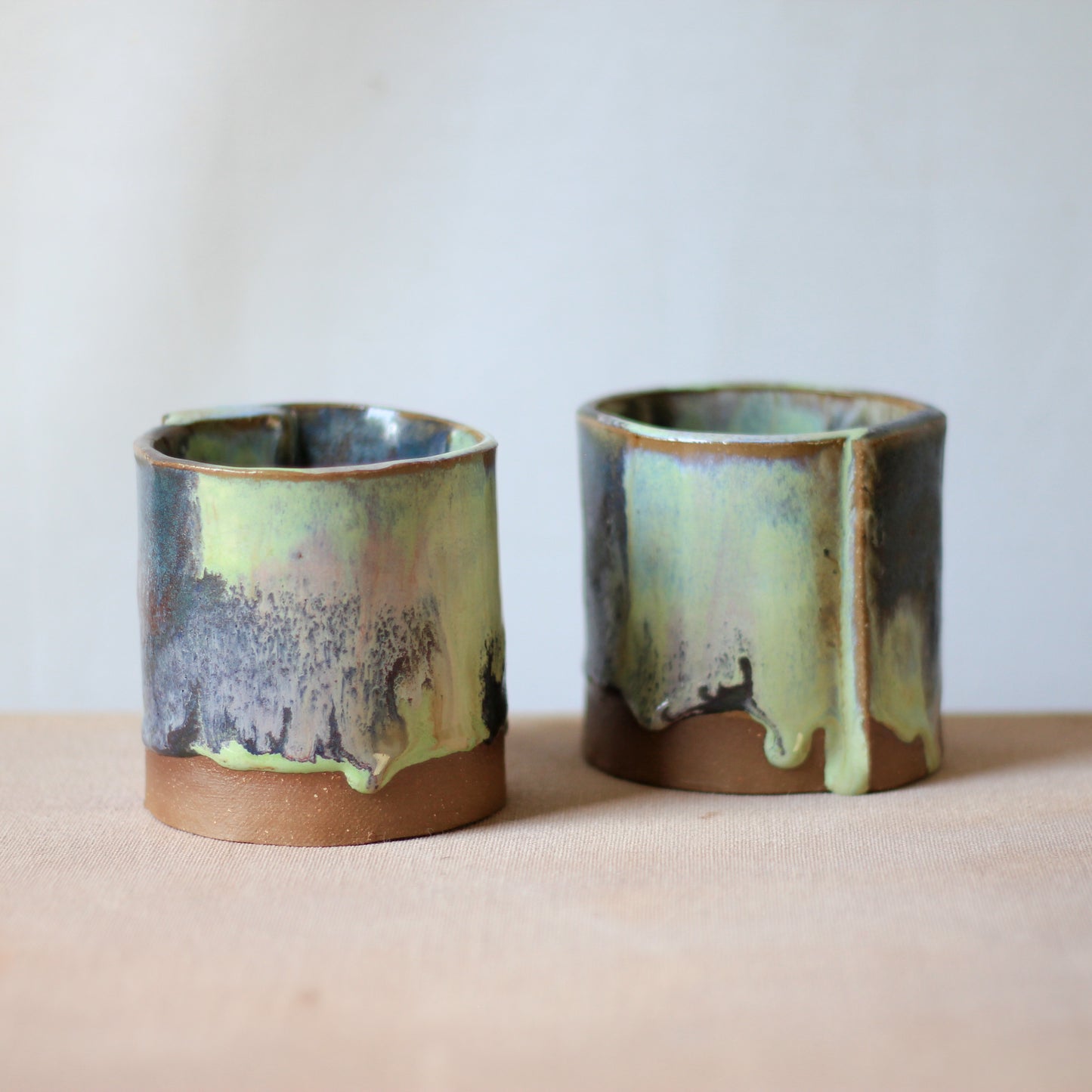 Slab Built Tumblers in Mossy Cactus