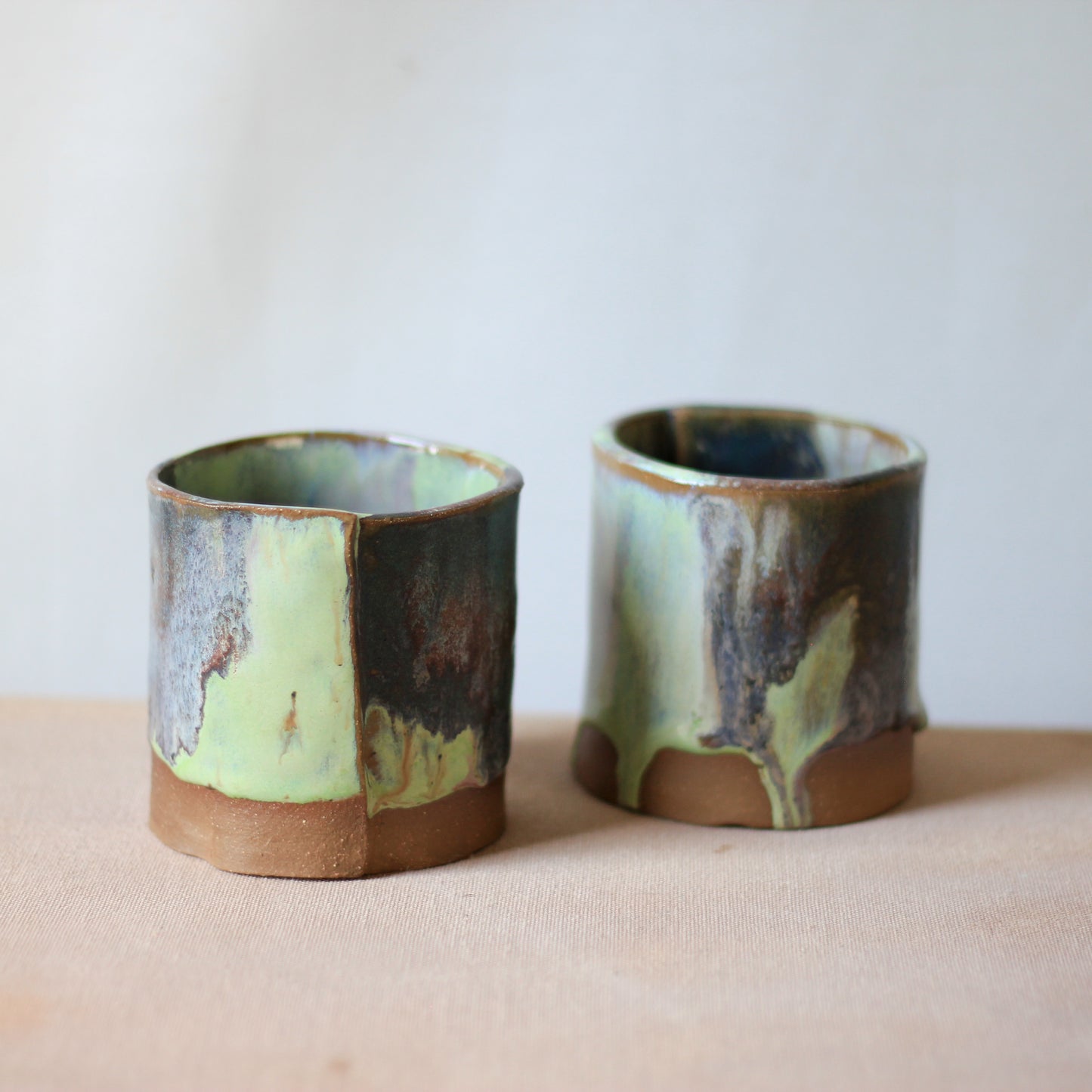 Slab Built Tumblers in Mossy Cactus