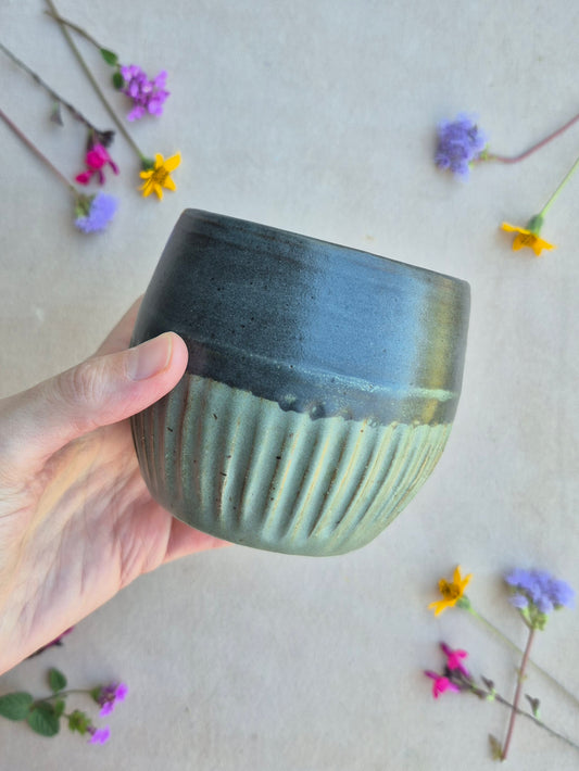 Carved Cup in Charcoal Artichoke