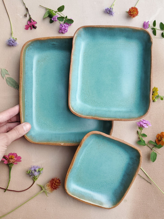 Dynamic Tray Set of Three in Green Stone