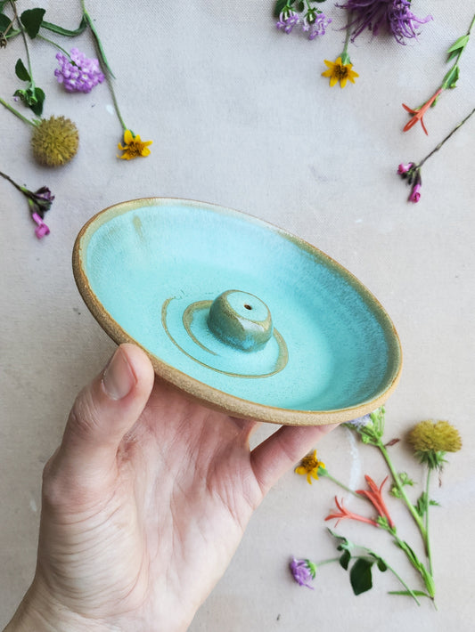 Incense Dish in Green Stone